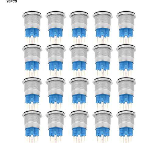 20 Boutons Poussoirs Plats Autobloquants 22mm Acier Inoxydable Léger Bleu - Interrupteurs à Tête Ronde pour Vêtements (1/5)