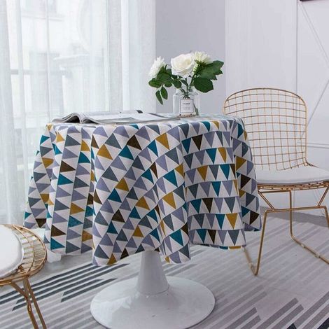 Mantel redondo de 150 cm de diámetro, confeccionado en algodón y lino, de sarga sencilla, estilo nórdico, resistente a las manchas y a las arrugas, ideal para decorar la cocina, el comedor o la mesa ( (1/5)