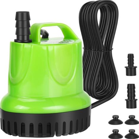 25-W-Tauchpumpe mit 1200 l/h Förderleistung, Hochleistungs-Tauchpumpe, Trockenlaufschutz, extrem leiser Betrieb für Springbrunnen, Aquarien, Fischbecken, Hydrokulturen und Teiche (1/5)