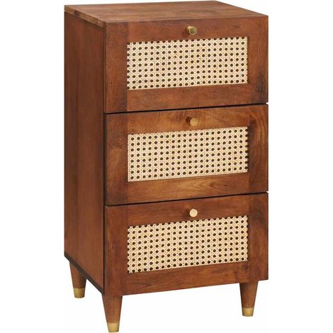 Vitrina Marrón 40 x 33.5 x 75 cm Caña y madera sólida de mango vidaXL (1/5)