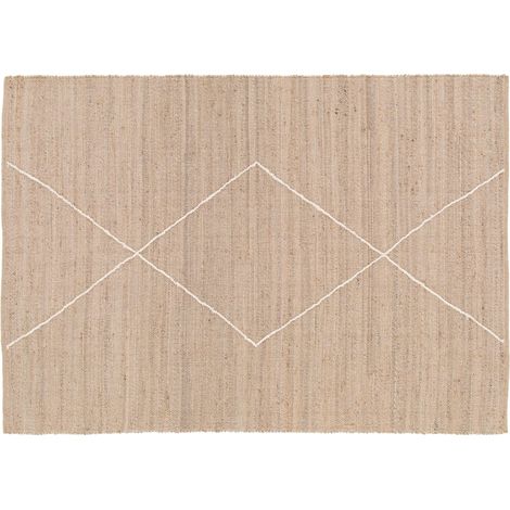 Tapis en jute naturel à motif losange tissé main 80 x 200 cm