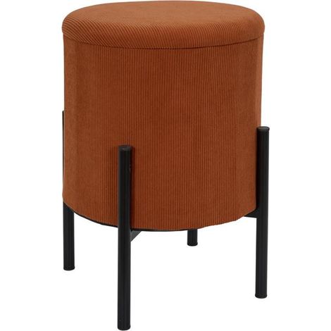Pouf de Rangement Côtelé "Jules" 41cm Terracotta (1/5)