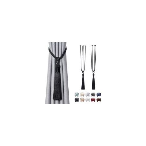 Lot Embrasse de rideaux longues à pompons, faites à la main en corde tressée avec nœuds européens pour décoration de fenêtre et bureau