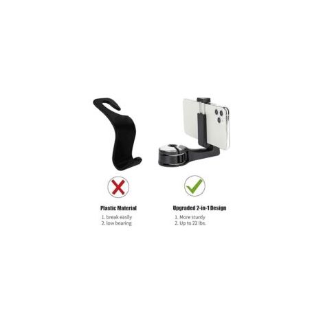 Set di 2 ganci a scomparsa per poggiatesta auto, gancio 2 in 1 per sedile auto con supporto per telefono, portafogli e zaini (argento) - Crezuo