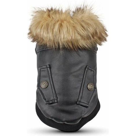 Pet Waterproof Leather Jacket Winter Clothes for Dogs Winter Autumn Warm Coat for Small Medium Dogs-Black M (1/5)