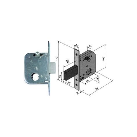 SERRATURA DA INFILARE PER CANCELLI CATENACCIO E SCR. CON NOTTOLINO 073  mm.45 con catenaccio da mm.72 (07345400)    WELKA