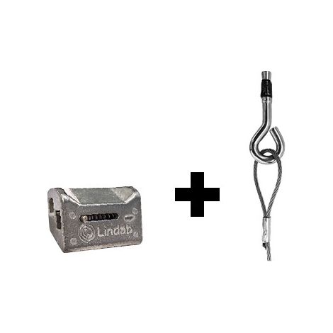 Kit cassette de 4 câbles pré-sertie Lg 2 mètres embout béton + galets Charge 50 Kg NATHER 998291