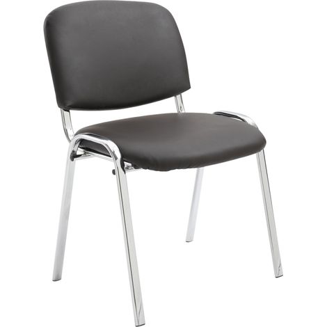 Sedia visitatore impilabile per area attesa in PVC marrone, base a 4 gambe in metallo cromato 100003360