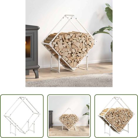 Bois de chauffage - Portant de bois chauffage blanc 80x25x80 cm (1/5)