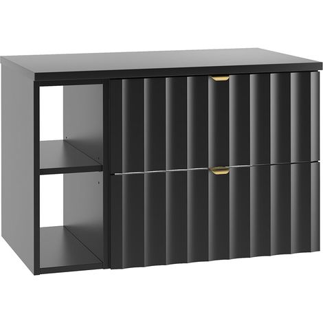 Waschtischunterschrank 80cm Lexa mit 2 Schubladen, Schwarz (1/5)