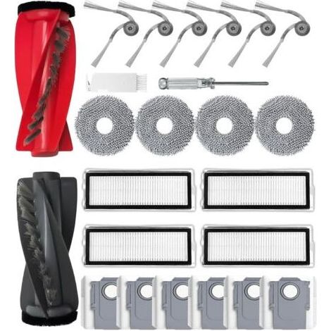 1 Zubehörset für Roborock Qrevo – Hauptbürste, Staubbeutel, HEPA-Filter, Wischmopps, Seitenbürsten – Boden- und Teppichreinigung – Schwarz (1/5)