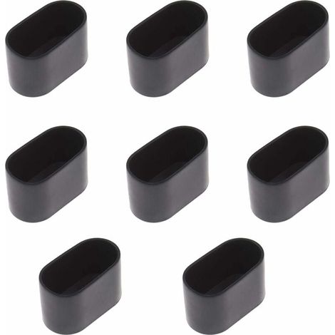 Lot de 8 embouts ovales pour pieds de table ou de chaise, en caoutchouc souple, anti-rayures, 40 x 20 mm, noirs. (1/5)