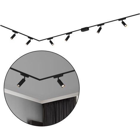 Briloner Luxtrail Schienensystem, Komplettset, 6x LED Spots, Warmweiß, L-Form, Schwarz, 3m
