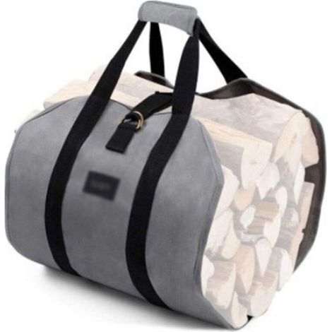 Sac de Transport pour Bois de Chauffage, Sac pour Bois de Cheminée, Toile Sac à Bûche, Sac Transport Résistant à Eau, Accessoires de Cheminée Pliables, Idéal pour Poêles, Camping(Gris,99.1×45.7cm) (1/2)