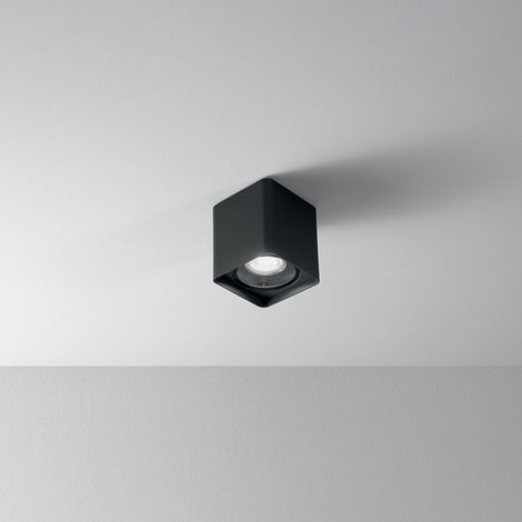 Plafoniera Moderna Brick Metallo Grafite Vetro 1 Luce Gu10 (1/2)