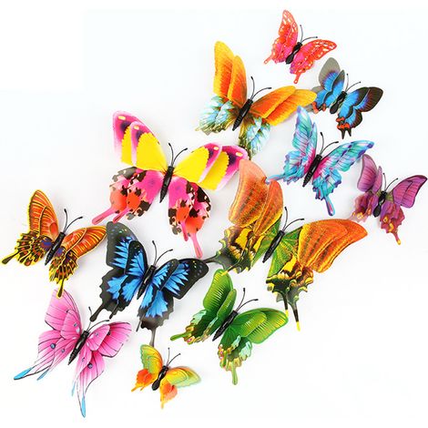 Décor Murale Papillon 3D - Autocollants Papillons avec Aimants et Adhésif Double Face - Pour Chambre Enfant ou Décoration Événementielle - Lot de 24 Pièces (1/5)