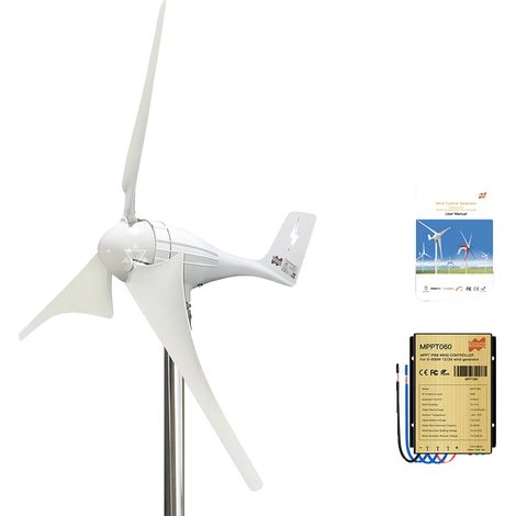 Générateur d'éolienne, configuration de pales flexible, design à haute efficacité, Blades blancs 35, 600W, 12V (1/2)