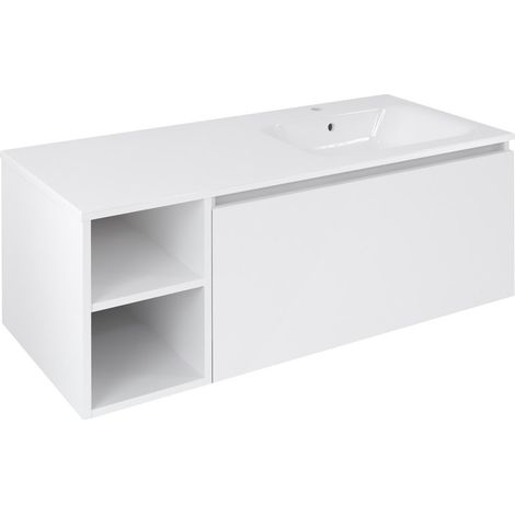 Meuble vasque LOREA 120x46x51,5cm (30P+90cm), droite, blanc mat (1/4)
