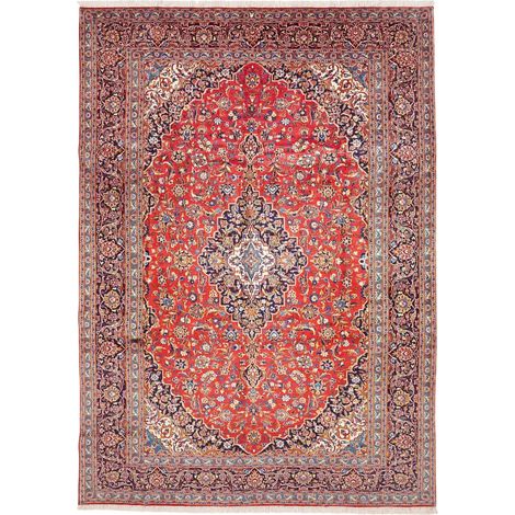 Tapis d'orient, 293 x 407 cm, motif oriental, rouge, beige et bleu, en laine nouée main, artisanat authentique (1/5)