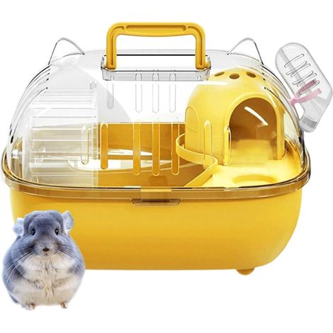 1 Cage de transport,Matériau PP transparent,Vue 360 degrés,Bouteille d'eau incluse,Pour rongeurs et lézards,Voyage et voiture