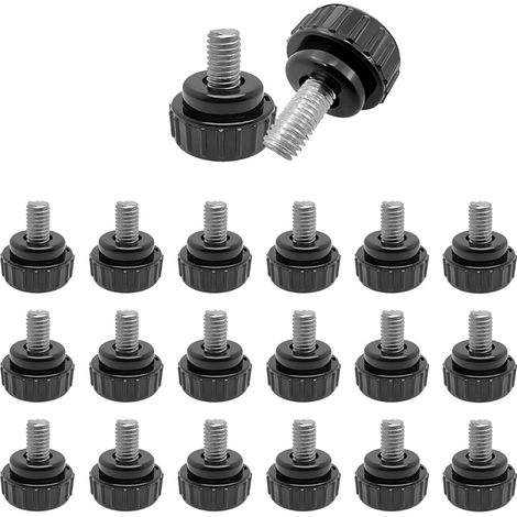 20 Vis de serrage M6, acier carbone et PP, bord ondulé, fixation manuelle, pour appareils mécaniques