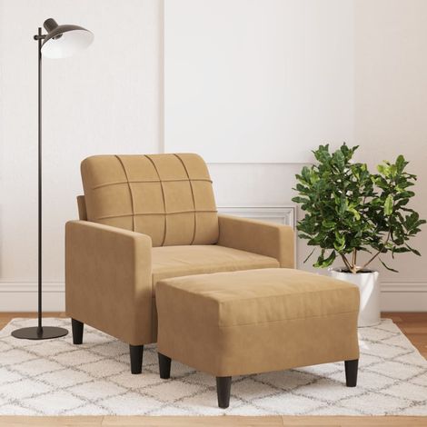 Fauteuil avec repose-pied-Chaise de relaxation-Fauteuil Relax Marron 60 cm Velours 669159 (1/5)