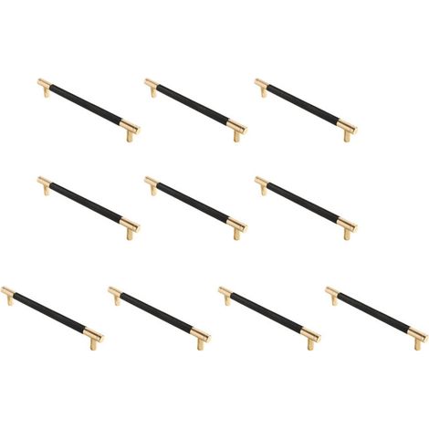 Gerändelte Möbelgriffe, Küchenschrankgriffe, Schubladengriffe, 160 mm Lochabstand, 10 Stück (Gold + Schwarz) (1/4)