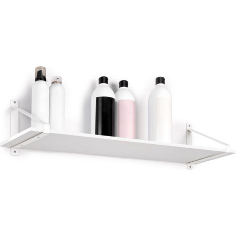 emuca juego de soportes para estante de madera shelf con forma triangular, acero, pintado blanco