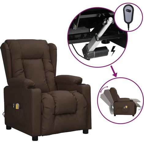 Fauteuil de massage électrique-Chaise de relaxation-Fauteuil Relax Marron Similicuir 971557 (1/5)