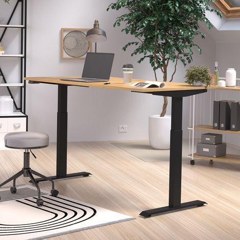 Bureau réglable en hauteur 160x80x72/120 cm chêne et noir - HEIGTY