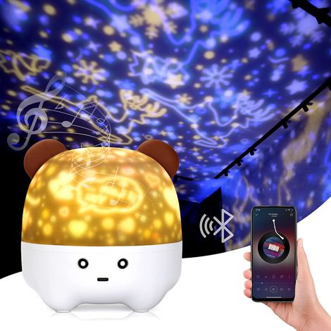 Veilleuse pour enfants, projecteur d'étoiles musicales pour plafond de chambre, 6 projections rotatives, lampe LED rechargeable pour tout-petits, veilleuse pour chambre de bébé, cadeau d'anniversaire 