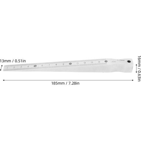 Jauge de conicité 1-15 mm en acier inoxydable, jauge de soudage conique, graduations en pouces et en millimètres, outil de mesure de diamètre de trou de 1/32 à 5/8 pouce pour la mesure de la conicité (1/4)