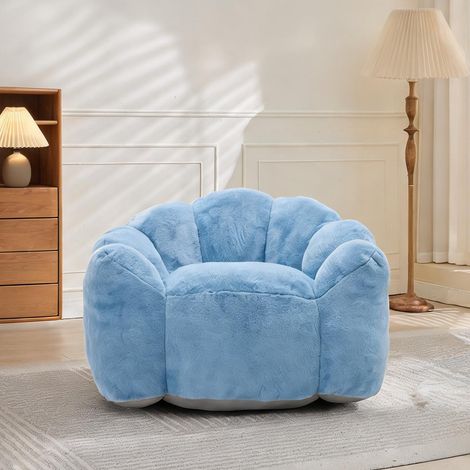 Pouf poire en forme de lotus en tissu velours bleu 257 x 282 cm (1/5)