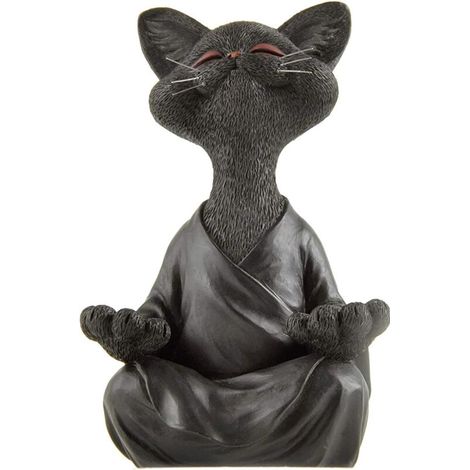 Statue Chat Bouddha Zen et Heureux en Meditation, idale pour dcoration intrieure et extrieure Maison et Jardin Magnifique Cadeau (1/5)