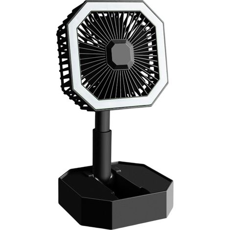 1 Ventilateur de camping, rechargeable USB, lanterne LED, portable, angle réglable, pour tente et urgence (1/5)