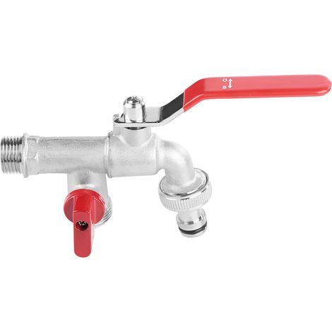 Robinet d'eau à double vanne à 90 degrés, robinet en laiton 1/2", outil pour la maison, l'extérieur et le jardin (1/5)