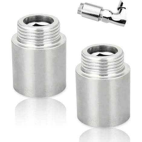 Lot de 2 rallonges de robinet 1/2" x 30 mm, 1/2" IG x 1/2" AG, DN15, rallonge de raccord en acier inoxydable de 30 mm, rallonge de raccordement pour installation de chauffage et d'eau potable (1/5)