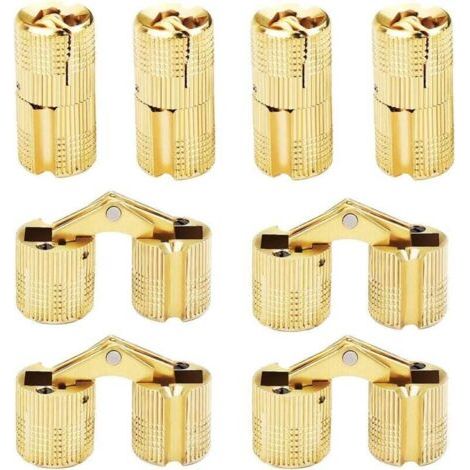 Charnières Cylindriques 8 pièces Charnière Cachée en Laiton 180 ° Angle D'ouverture Invisible Barrel Hinge Remplacement pour DIY Boîte À Bijoux Main (1/4)
