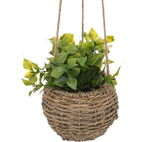 Plante artificielle suspendue pot en roseau H 60 cm - Atmosphera (1/4)