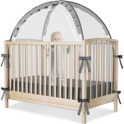 Babybett-Zelt Baby-Moskitonetz mit Popup-Funktion, Auto-Lock-Reißverschluss, großer Öffnung, tragbares Moskitonetz für Gitterbett, atmungsaktiv