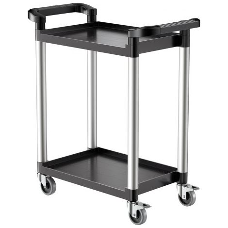 Mehrzweckwagen, 136 kg Tragkraft, 2-stufiger Universalwagen aus Kunststoff mit 360° Schwenkrädern (2 mit Bremsen), 800x410x945 mm großer Servierwagen für Lager, Büro, Zuhause, Restaurant, Küche (1/5)