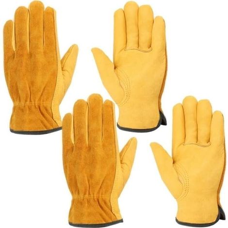 Filiyano-Gants de travail en cuir. 2 paires de gants imperméables pour la construction, le jardinage et la réparation automobile. Disponibles en (1/4)