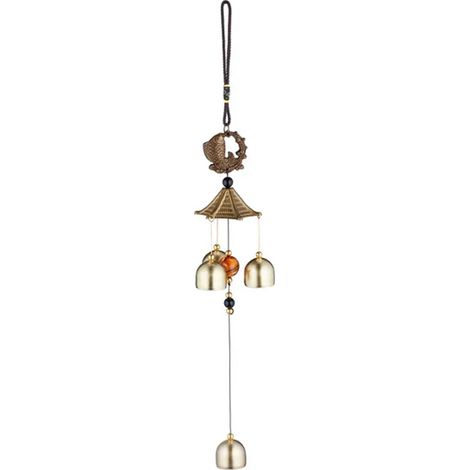 Windspiel, 2er-Set, Feng-Shui-Dekoration, zum Aufhängen, für den Innen- und Außenbereich, Gold und Schwarz. (1/5)