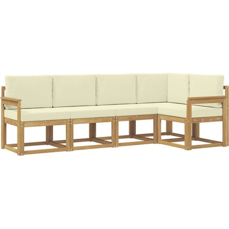 Outdoor Sofa Set with Cushion 5 pcs White and Cream vidaXL (1/5)