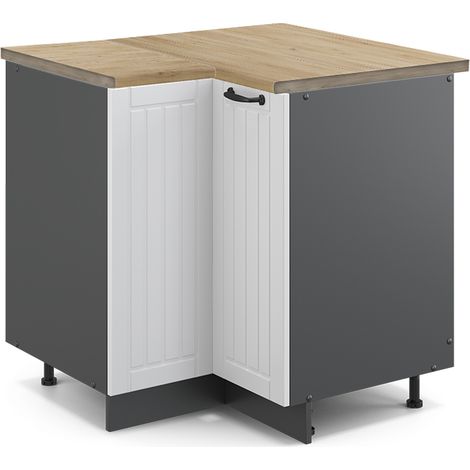 Armario de esquina Fame-Line, Blanco casa de campo, 80.5 cm , ET Roble, Vicco (1/5)