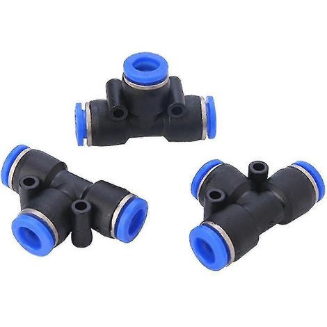 100 Stück PE-Pneumatik-Fittings, Kunststoff-T-Stücke, 3-Wege-Verbinder für 4 mm, 6 mm, 8 mm, 10 mm T-Rohre, Schnellkupplungen (1/5)