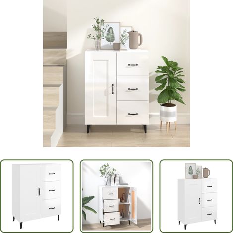Hochglanz-Weiß - Sideboard Hochglanz-Weiß 69,5x34x90 cm Holzwerkstoff (1/5)