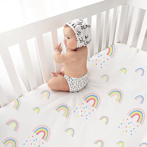 Draps Housse 70x140 cm Lot de 4 Draps Housse Lit Bébé en Microfibre Polyester Draps Universels pour Lit et Berceau (1/3)
