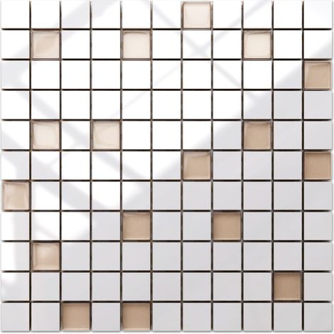 Ilcom Keramikmosaik mit Glaseinsätzen für Bad oder Küche 30cm x 30cm - Ginseng (1/5)