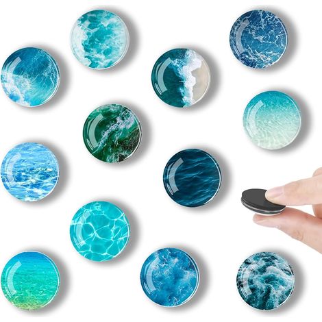 Aimants pour Réfrigérateur, 12 Pièces Aimants pour Tableau Blanc, Magnet de Réfrigérateur Décoratif pour Réfrigérateur (océan) (1/3)